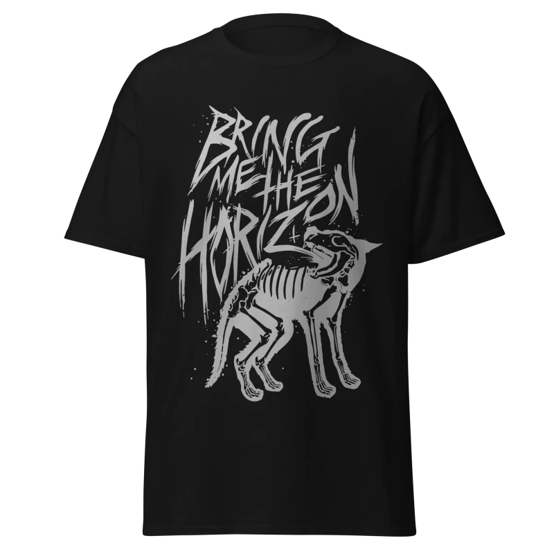 Bring Me The Horizon - Skeletal Wolf Motif - Premium Graphic Tee - Drop-Shoulder Vintage Streetwear