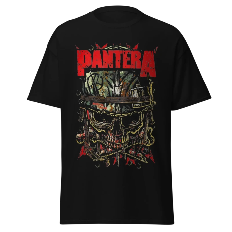 PANTERA - 101 PROOF SKULL HELMET - PREMIUM GRAPHIC TEE - VINTAGE STREETWEAR