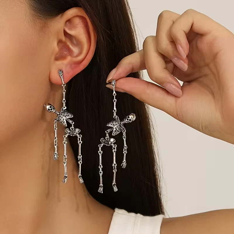 Long Skeleton Drop Earrings – Gothic Bone Earrings