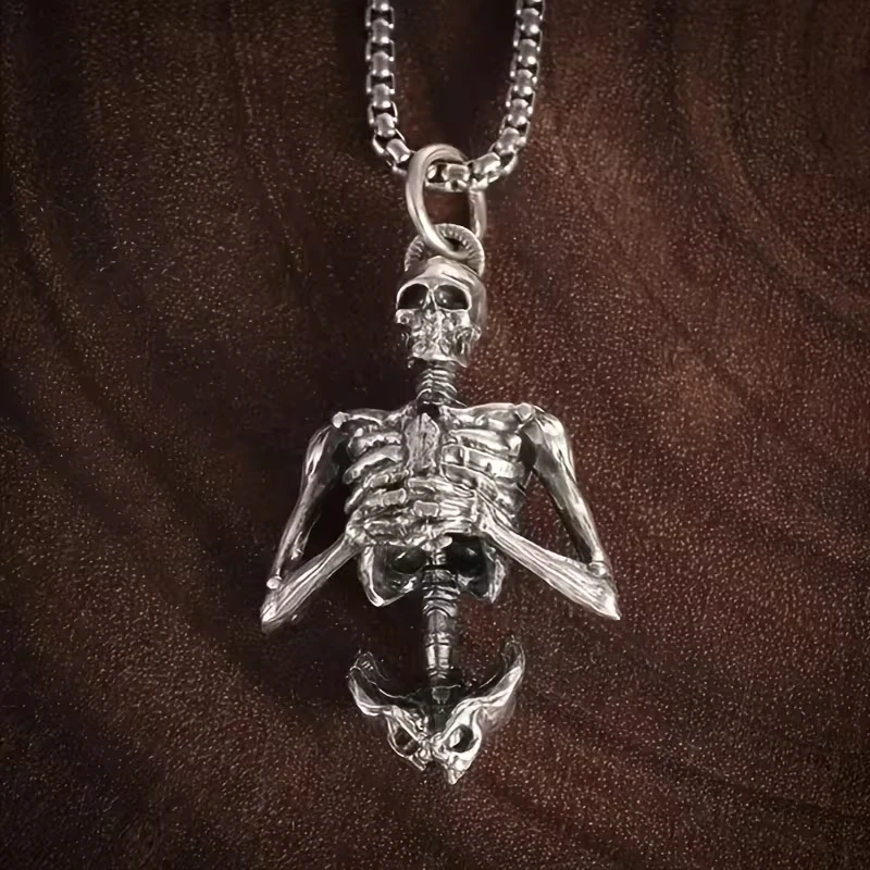 Skeleton Pendant Necklace – Dark Gothic Chain