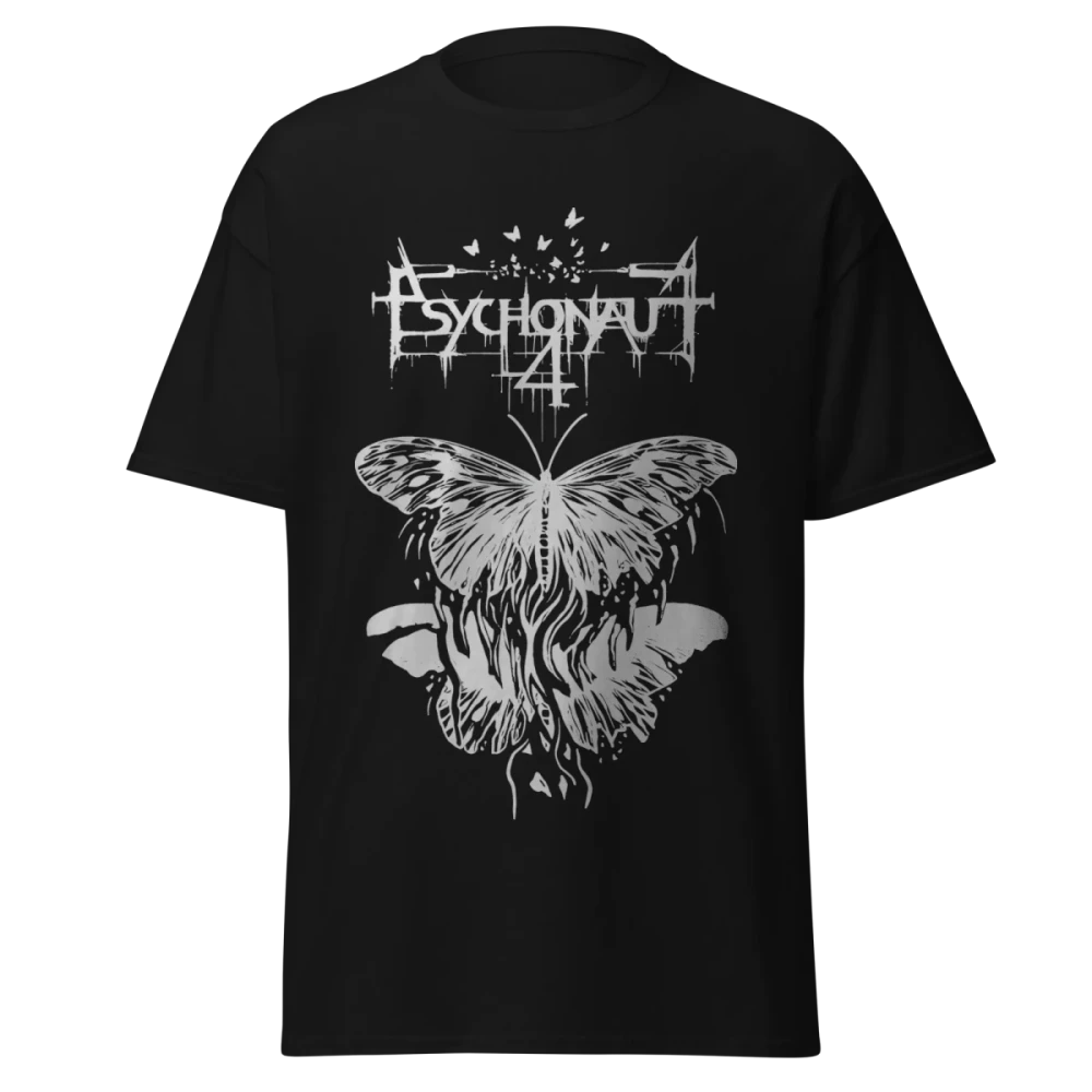 Psychonaut 4 - Drip Butterfly - Premium Black Graphic Tee - DSBM Streetwear