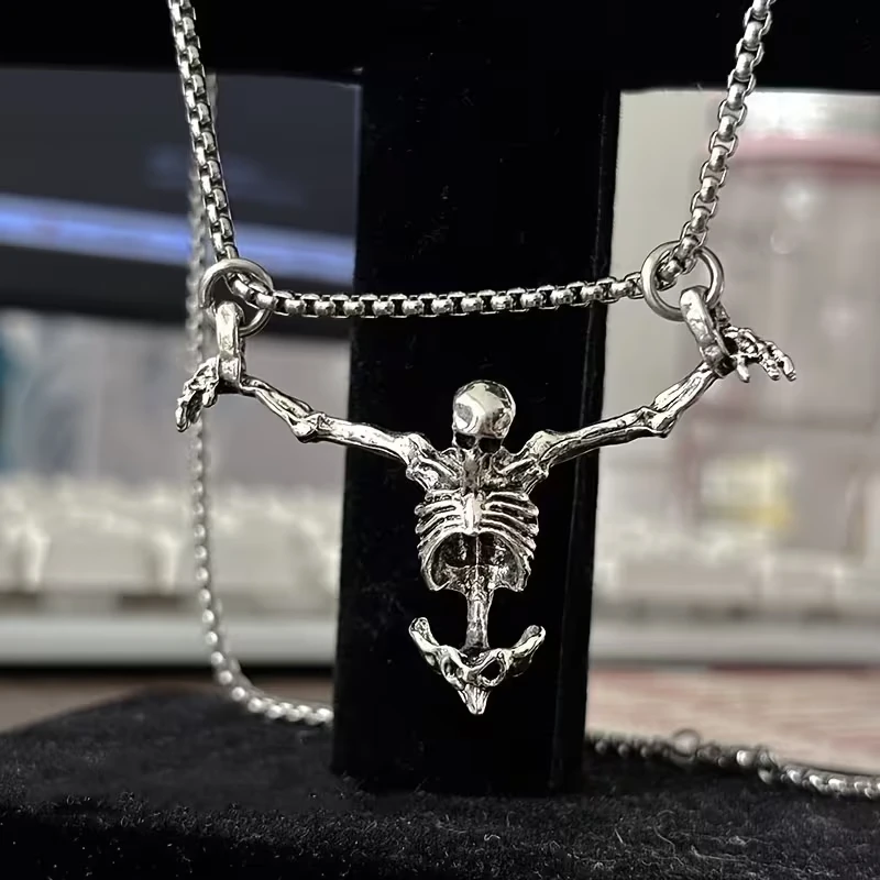 Skeleton Body Necklace – Gothic Skull Pendant Chain